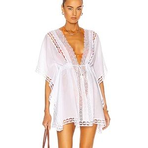 Charo Ruiz White Lace-Trim Sheer Cover-Up